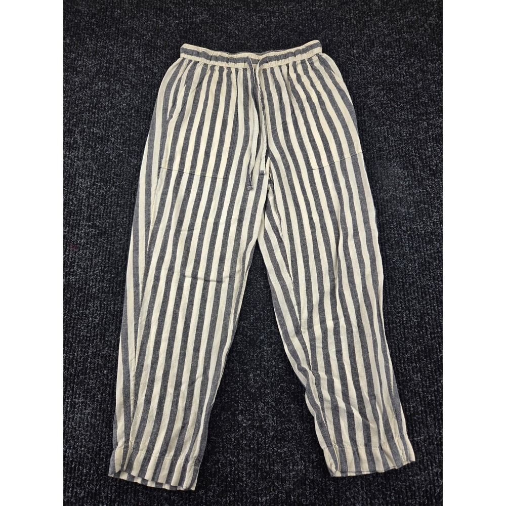 Universal Thread XS Striped Linen Blend Drawstring Pull On Pants Navy White‎